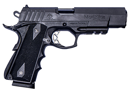 ATI GFXH45M FXH-45 Moxie 45 ACP 8+1 5" Black Match Grade SS Barrel, Black Parkerized Serrated Slide, Black Polymer Frame w/Beavertail  &  Picatinny Rail, Black Finger Groove Grip