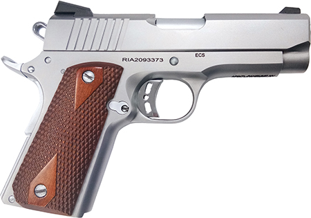 Rock Island 51868 Rock Standard CS *CA Compliant 45 ACP 3.63" 7+1 Matte Stainless Steel Frame  &  Slide Double Diamond Checkered Wood Grip