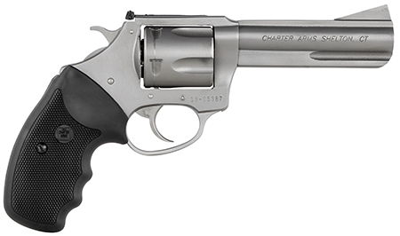 Charter Arms 74442 Bulldog Target Large 44 Special, 5 Shot 4.20" Matte Stainless Steel Barrel, Cylinder  &  Frame w/Black Finger Grooved Rubber Grip