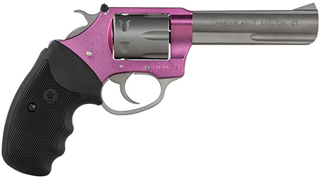 Charter Arms 52232 Pathfinder Lite 22 LR 8 Shot, 4.20" Matte Stainless Steel Barrel  &  Cylinder, Pink Aluminum Frame w/Black Finger Grooved Rubber Grip, Exposed Hammer