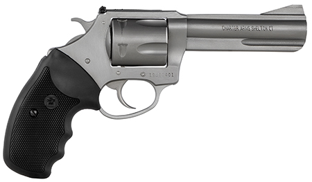 Charter Arms 74042 Pitbull  40 S&W 5 Shot 4.20" Matte Stainless Steel Barrel, Cylinder  &  Frame w/Black Finger Grooved Rubber Grip