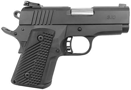 Rock Island 51577 BBR  Compact 45 ACP 10+1, 3.10" Black Steel Barrel, Black Parkerized Serrated Slide, Black Parkerized Steel Frame w/Beavertail, Black G10 Grip