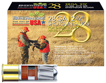 Brenneke SL282BR Brenneke 28  28Gauge 2.75" 5/8oz Slug Shot 5 Per Box/50 Case