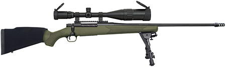 Mossberg 28122 Patriot Night Train 300 Win Mag Caliber with 3+1 Capacity, 24" Barrel, Matte Blued Metal Finish, OD Green Stock Right Hand Includes 6-24x50mm Scope  &  Bipod