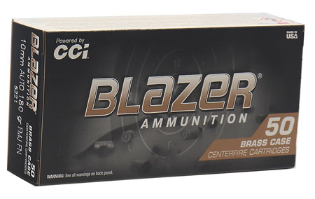 CCI 5221 Blazer Brass Handgun 10mmAuto 180gr Full Metal Jacket 50 Per Box/20 Case