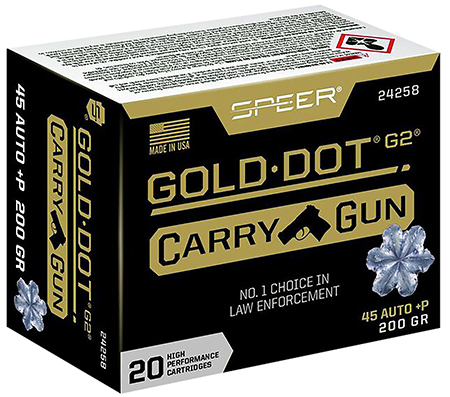 Speer 24258 Gold Dot Carry Gun 45ACP+P 200gr Hollow Point 20 Per Box/10 Case