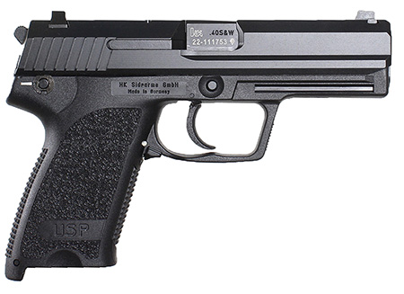 HK 81000322 USP V1 SA/DA 45 ACP Caliber with 4.41" Barrel, 12+1 Capacity, Overall Black Finish, Serrated Trigger Guard Frame, Serrated Steel Slide  &  Polymer Grip Includes 2 Mags