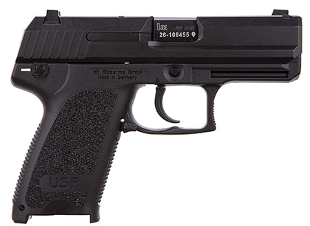 HK 81000336 USP V1 Compact 40 S&W 12+1 3.58" Black Polygonal Rifled Barrel, Black Serrated Slide, Black Polymer Frame, Black Polymer Grip, Ambidextrous