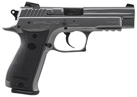 SAR USA K245ST10 K2  45 ACP Caliber with 4.70" Barrel, 10+1 Capacity, Overall Stainless Finish Steel, Picatinny Rail/Beavertail Frame, Serrated Slide  &  Black Polymer Grip
