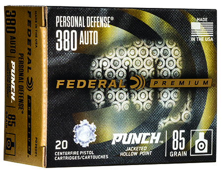 Federal PD380P1 Punch Personal Defense 380ACP 85gr Jacketed Hollow Point 20 Per Box/10 Case