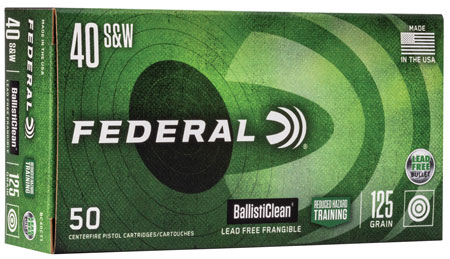 Federal BC40CT1 BallistiClean Reduced Hazard Training 40S&W 125gr Lead Free Frangible 50 Per Box/20 Case