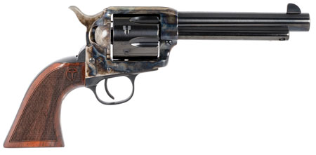 Taylors  &  Company 550813 Smoke Wagon  45 Colt (LC) Caliber with 5.50" Blued Finish Barrel, 6rd Capacity Blued Finish Cylinder, Color Case Hardened Finish Steel Frame  &  Checkered Walnut Grip