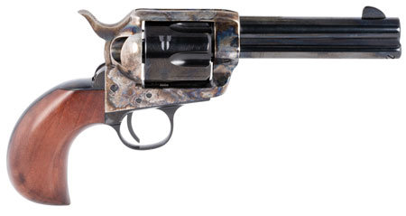Taylors  &  Company 200069 1873 Cattleman 357 Mag Caliber with 4.75" Blued Finish Barrel, 6rd Capacity Blued Finish Cylinder, Color Case Hardened Finish Steel Frame  &  Birdshead Walnut Grip