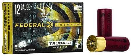 Federal PB127RS Premium Vital-Shok TruBall 12Gauge 2.75" 1oz RifledSlug Shot 5 Per Box/50 Case