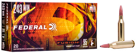 Federal F243FS1 Fusion  243Win 95gr Bonded Soft Point 20 Per Box/10 Case