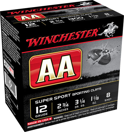 Winchester Ammo AASC128VP AA Sporting Clay 12Gauge 2.75" 1 1/8oz 8Shot 100 Bx/2 Case *Value Pack