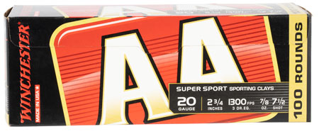 Winchester Ammo AASC207VP AA Sporting Clay 20Gauge 2.75" 7/8oz 7.5Shot 100 Bx/2 Case *Value Pack