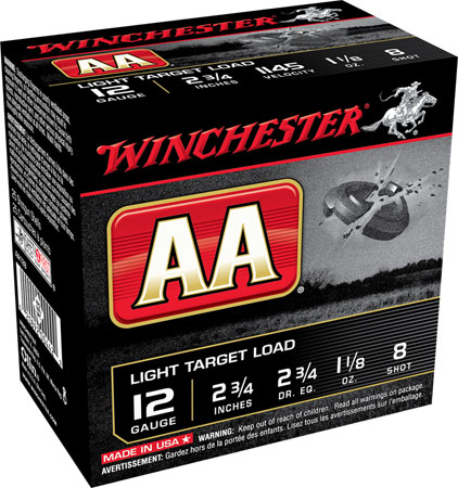 Winchester Ammo AA128VP AA Light Target 12Gauge 2.75" 1 1/8oz 8Shot 100 Bx/2 Case *Value Pack