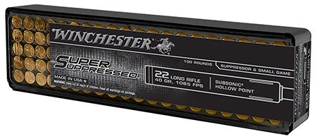 Winchester Ammo SUP22LRHP Super Suppressed  22LR 40gr Lead Hollow Point 100 Per Box/20 Case