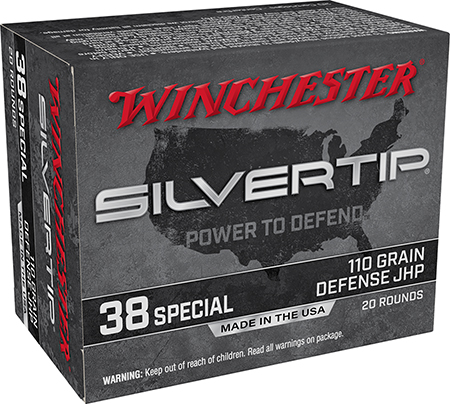 Winchester Ammo W38ST Silvertip  38Special 110gr Silvertip Jacket Hollow Point 20 Per Box/10 Case