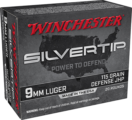 Winchester Ammo W9MMST Silvertip  9mmLuger 115gr Silvertip Jacket Hollow Point 20 Per Box/10 Case