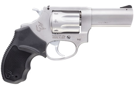 Taurus 2942039 942  22 LR 8rd 3" Barrel, Overall Matte Finish Stainless Steel  &  Finger Grooved Black Polymer Grip