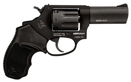 Taurus 2942M031UL 942 Ultra-Lite 22 WMR 8rd 3" Matte Black Finish Barrel, Matte Black Finish Cylinder, Black Anodized Finish Aluminum Frame  &  Finger Grooved Black Polymer Grip