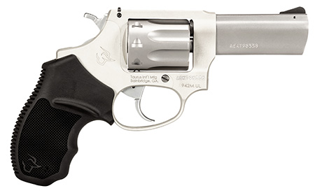 Taurus 2942M039UL 942 Ultra-Lite 22 WMR 8rd 3" Matte Stainless Finish Barrel, Matte Stainless Finish Cylinder, Stainless Anodized Finish Aluminum Frame  &  Finger Grooved Black Polymer Grip