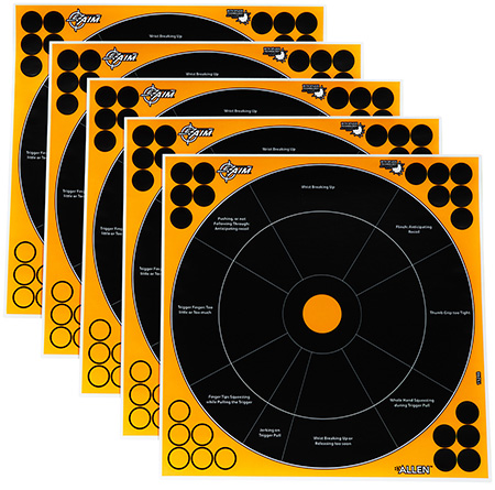 EZ-Aim 15248 Splash Reactive  Self-Adhesive Paper Black/Orange 12" Bullseye 5 Pack