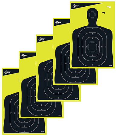 EZ-Aim 15330 Splash Reactive Target Silhouette Paper Hanging 12" x 18" Black/Yellow 5 Pack