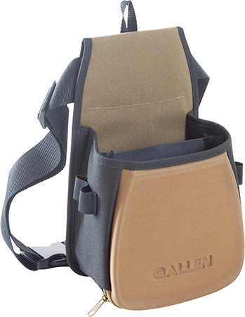 Allen 8303 Eliminator Basic Double Compartment Shooting Bag Black w/Tan Accents, Elastic Loops, Side Pockets  &  Molded Components 7" x 4.75" x 12" Exterior Dimensions