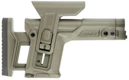 FAB Defense FXRAPSG RAPS Rapid Adjustment Precision Stock Integrated Cheek-Rest  &  Adjustable LOP Ambidextrous 1Latch System OD Green Polymer