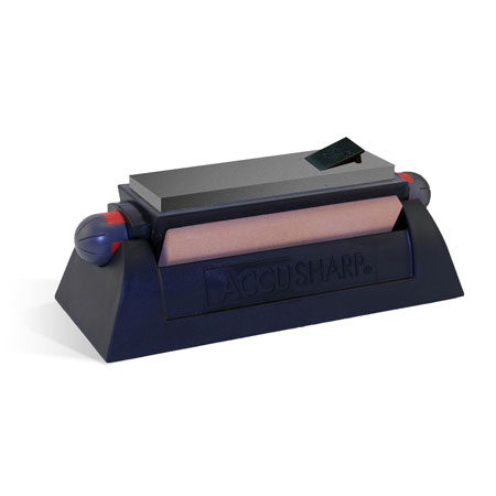 AccuSharp 064C Tri-Stone Sharpening System Coarse/Medium/Fine Alumina-Oxide Sharpener Rubber Handle Black
