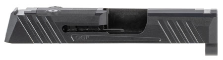 Grey Ghost Precision GGP365BLK1 GGP365 Version 1 Slide Fits Sig P365, Optic Cut Compatible w/Sig RomeoZero  &  Shield RMS-C, Aggressive Front  &  Rear Serrations, 17-4 Stainless Steel w/Black DLC Finish