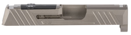 Grey Ghost Precision GGP365GRY1 GGP365 Version 1 Slide Fits Sig P365, Optic Cut Compatible w/Sig RomeoZero  &  Shield RMS-C, Aggressive Front  &  Rear Serrations, 17-4 Stainless Steel w/Gray DLC Finish