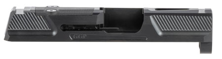 Grey Ghost Precision GGP365BLK2 GGP365 Version 2 Slide Fits Sig P365, Optic Cut Compatible w/Sig RomeoZero  &  Shield RMS-C, Fine Front  &  Rear Serrations, 17-4 Stainless Steel w/Black DLC Finish