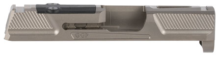 Grey Ghost Precision GGP365GRY2 GGP365 Version 2 Slide Fits Sig P365, Optic Cut Compatible w/Sig RomeoZero  &  Shield RMS-C, Fine Front  &  Rear Serrations, 17-4 Stainless Steel w/Gray DLC Finish