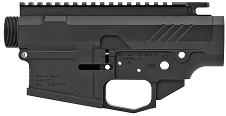 Grey Ghost Precision GGPSHEAVYRCVR AR MKII Heavy Receiver Set AR-10 Platform Multi-Caliber, 7075-T6 Aluminum w/Black Hardcoat Anodized Finish, Flared Mag Well, Optics Ready