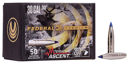 Federal PB308TA2 Premium Terminal Ascent Component 30Cal 200gr 50 Per Box/4 Case