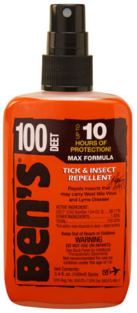 Ben's 00067080 100  Odorless Scent 3.40oz Spray Repels Ticks  &  Biting Insects Effective Up to 10 hrs