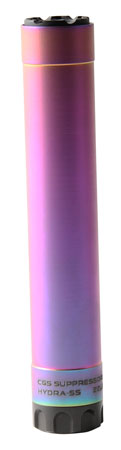 CGS Suppressors CGSHYDRASS22 Hydra  22 LR 1" Rainbow PVD Titanium/Stainless Steel 1/2"-28 tpi