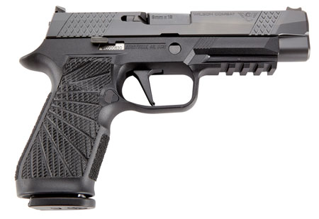 Wilson Combat SIGWCP320F9B P320  9mm Luger 17+1 4.70" Chrome Moly Barrel, Black DLC Serrated Stainless Steel Slide, Black Polymer Frame w/Picatinny Rail, Black Polymer Grip
