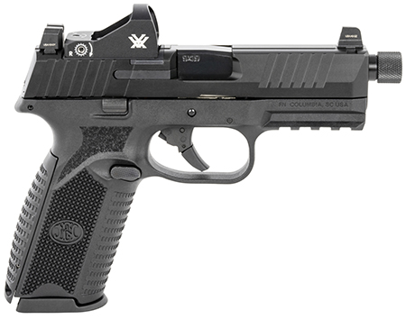 FN 66100846 509 Tactical 9mm Luger 10+1 4.50" Threaded Barrel, Matte Black Polymer Frame w/Mounting Rail, Optic Cut Matte Black Stainless Slide, No Manual Safety, Includes Viper Red Dot