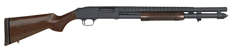Mossberg 52150 590 Retrograde 12 Gauge Pump 3" 8+1 20" Matte Blued Heat Shield Barrel, Matte Blued Drilled  &  Tapped Receiver,  Fixed Walnut Stock