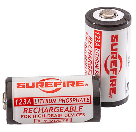 SureFire SFLFP123 123A Batteries  White/Black 3.2 Volts 450 mAh (2) Single Pack Rechargeable