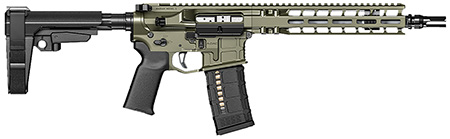 Radian Weapons R0515 Model 1 Pistol 223 Wylde 30+1 10.50", OD Green Billet Rec/M-Lok Handguard, Smooth Buffer Tube (No Brace), Magpul Grip, Ambi Controls, Dead Air QD Flash Hider, Adj. Triggers