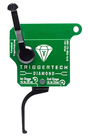 TriggerTech R70TGB02TNF Diamond  Two-Stage Flat Clean Trigger with 0.50-2.80 lbs Draw Weight  &  Green w/Black Parts Finish for Remington 700 Right