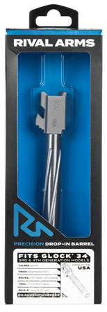 Rival Arms RA20G701D Precision V1 Drop-In Barrel 9mm Luger 5.31" Stainless PVD Finish 416R Stainless Steel Material for Glock 34 Gen3-4