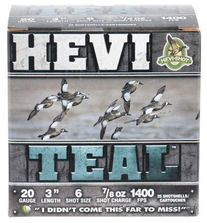 HEVI-Shot HS62006 HEVI-Teal  20Gauge 3" 7/8oz 6Shot 25 Per Box/10 Case