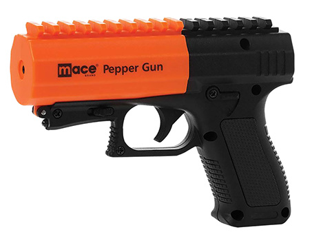Mace 80586 Pepper Spray Gun 2.0  OC Pepper UV Dye 7 Bursts Range 20 ft Black/Orange Includes LED Light